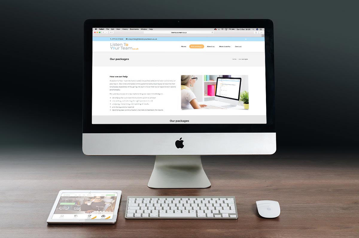 Listen-to-your-team24 Listen to your Team website displayed on an Apple Mac