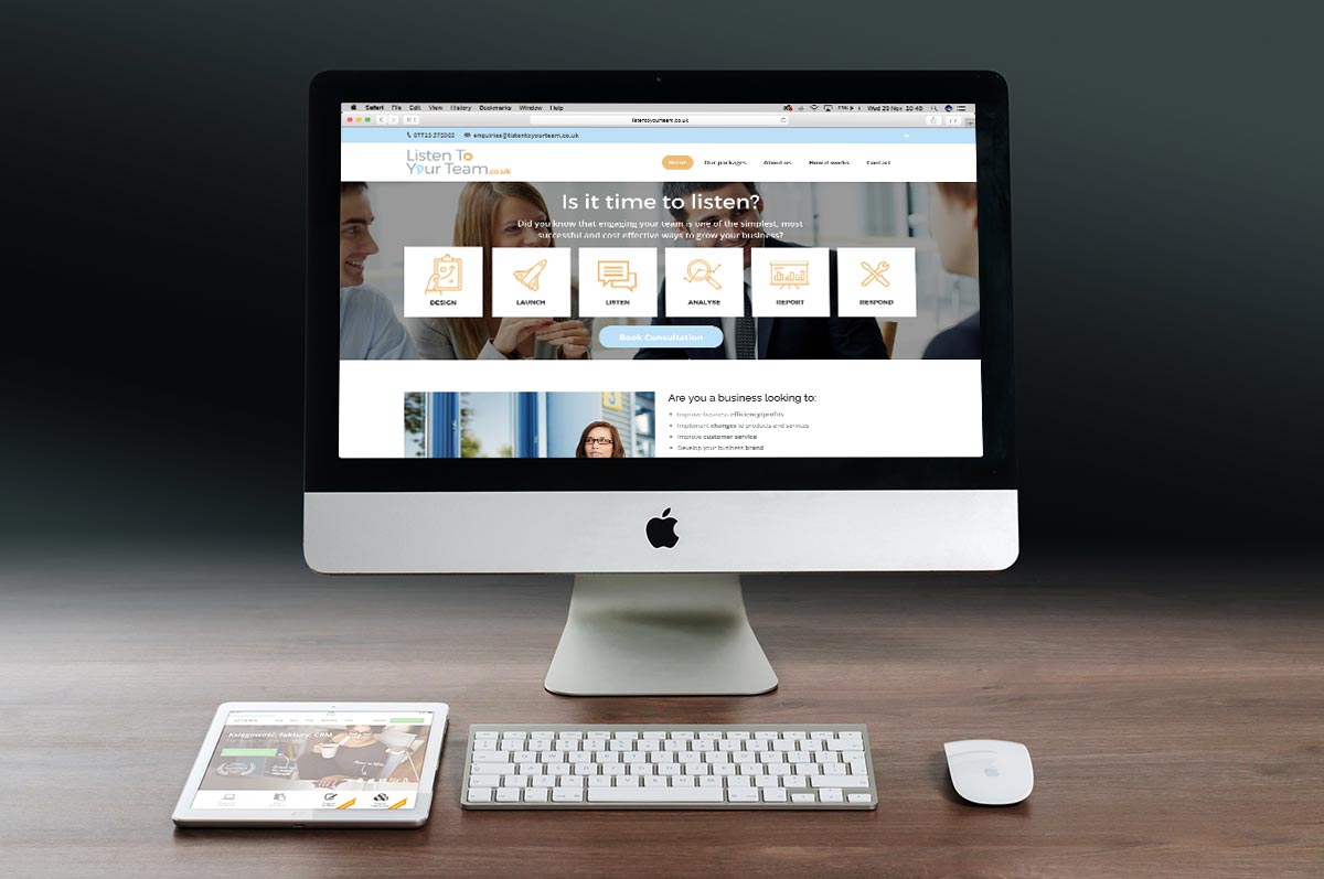 Listen-to-your-team9 Listen to your Team website displayed on an Apple Mac