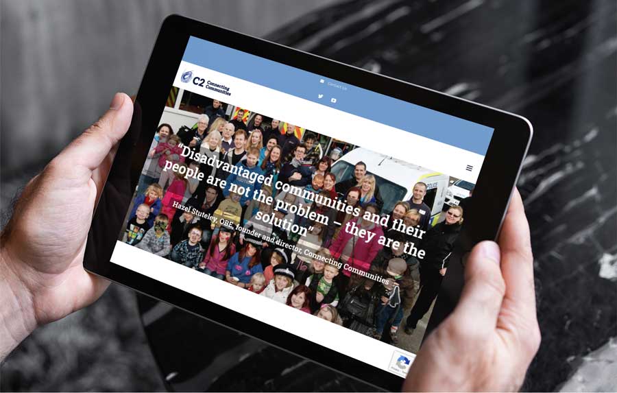 The C2 Website page design C2 Connecting Communities homepage desgn by TukTuk Creative Marketing